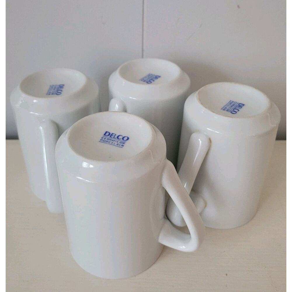 4 Delco Ceramicor Restaurant Grade Porcelain Concord Mugs 8.75 Oz. (.26 L)